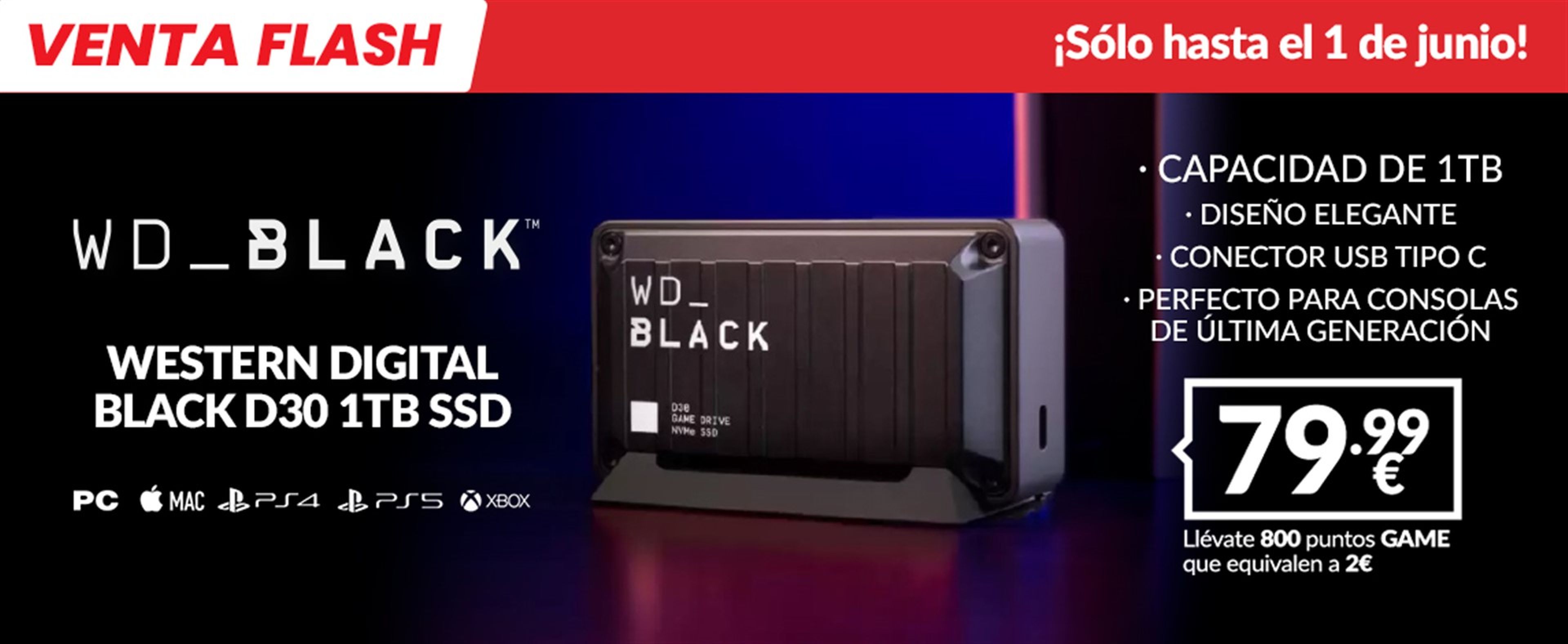 Venta flash del SSD WD_Black D30 de 1TB