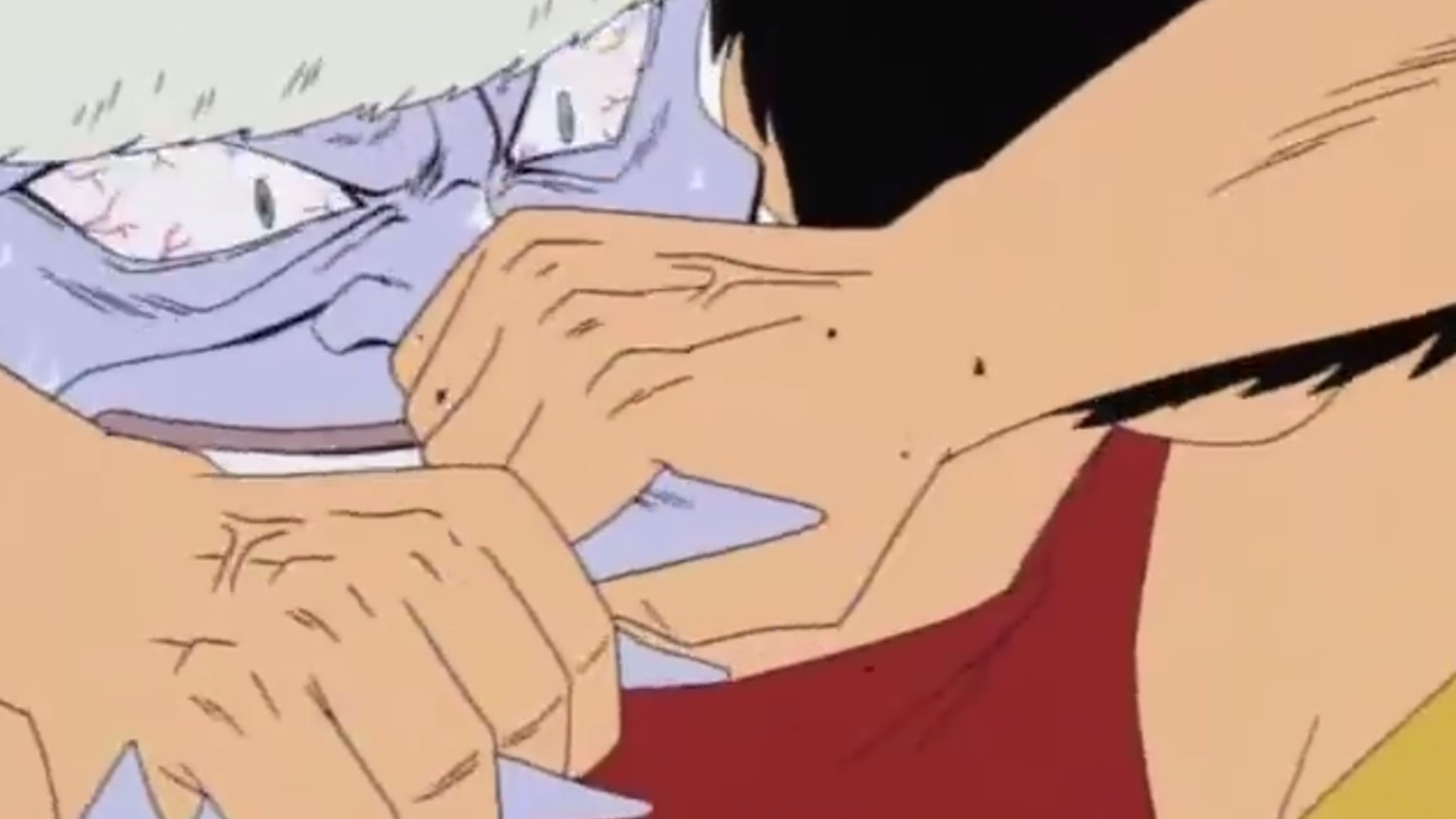 One Piece - Luffy le parte la nariz a Arlong