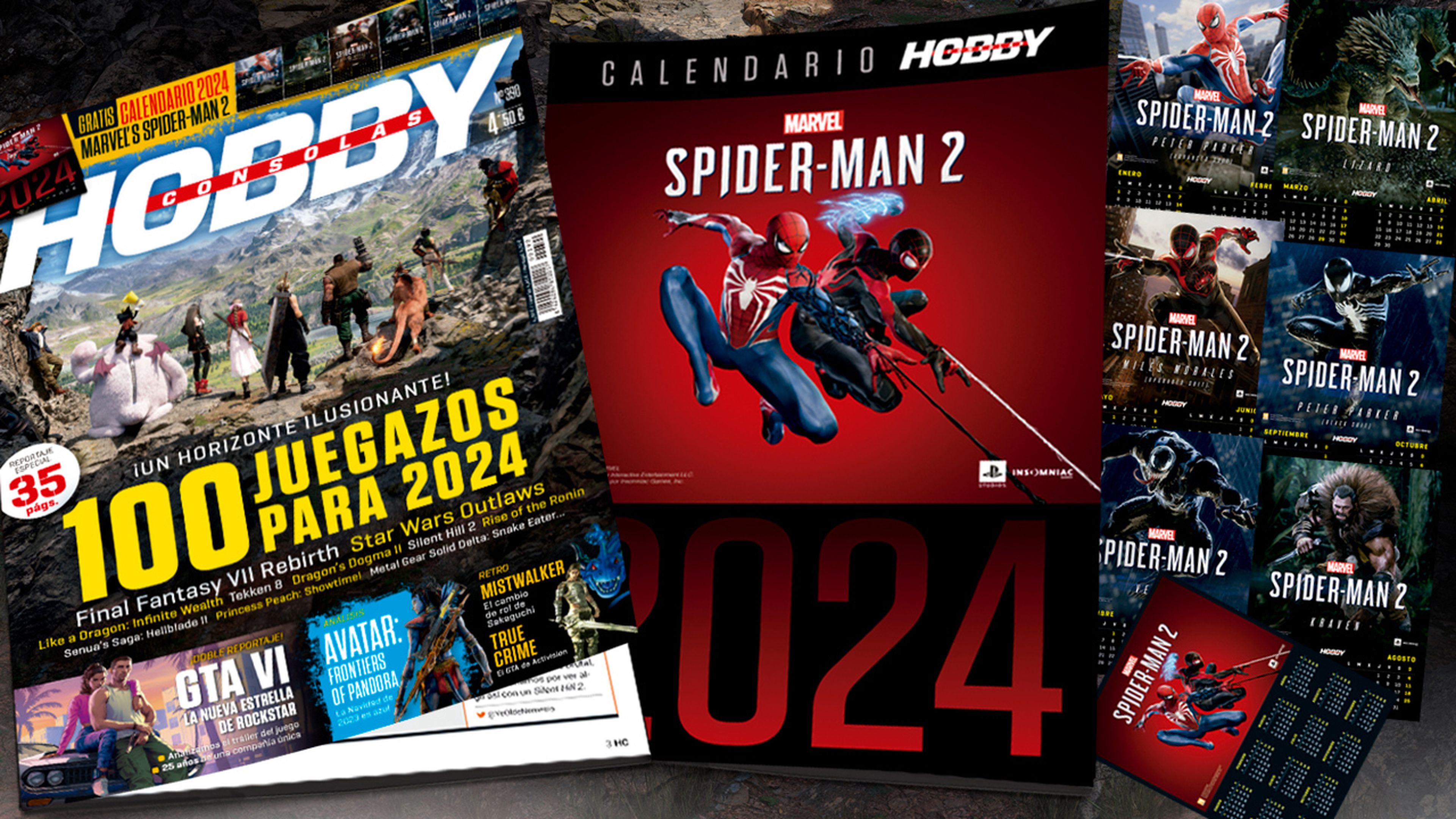 Hobby Consolas 390, a la venta, con un calendario de 2024 de Marvel’s Spider-Man 2 de regalo