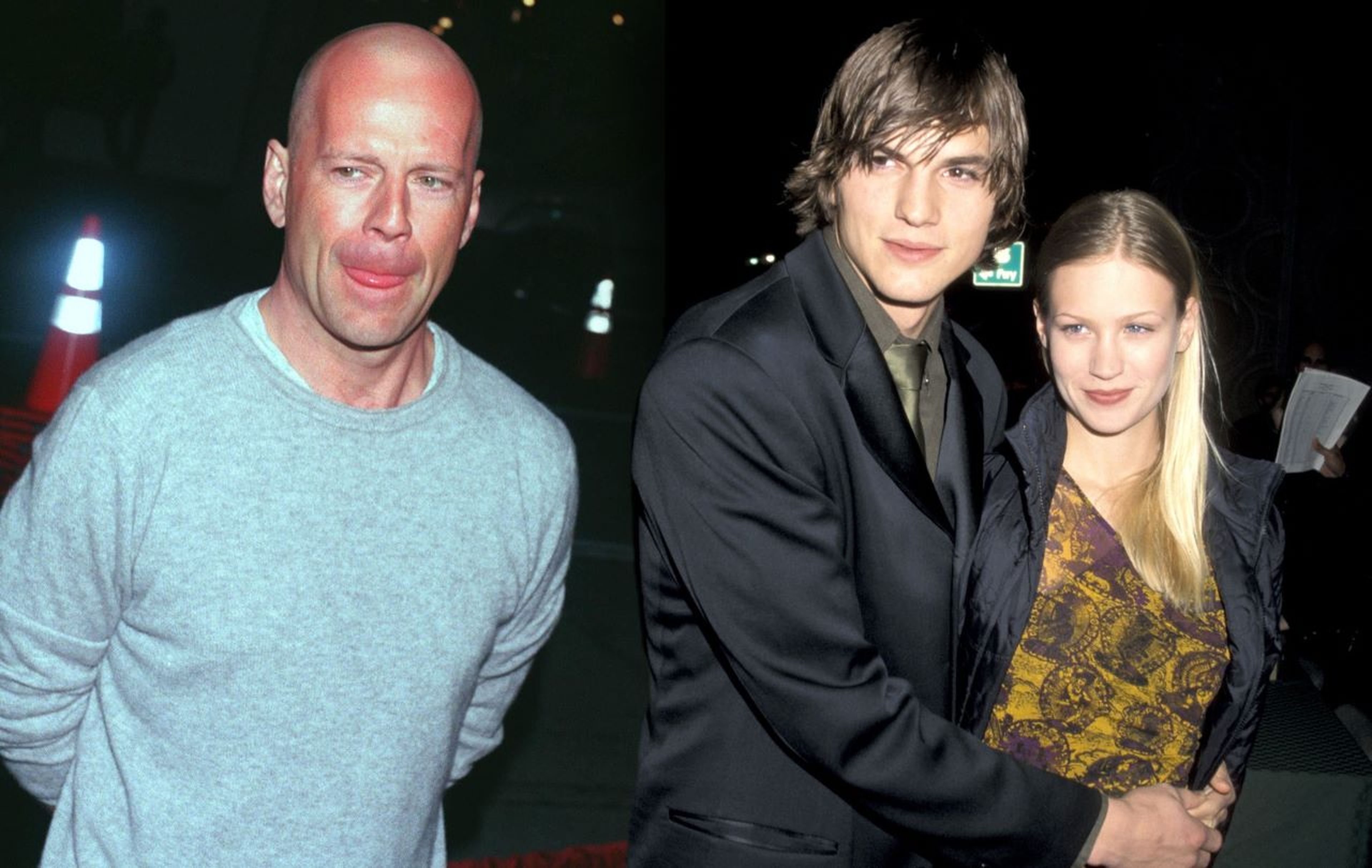 Ashton Kutcher, junto a su exnovia January Jones y Bruce Willis