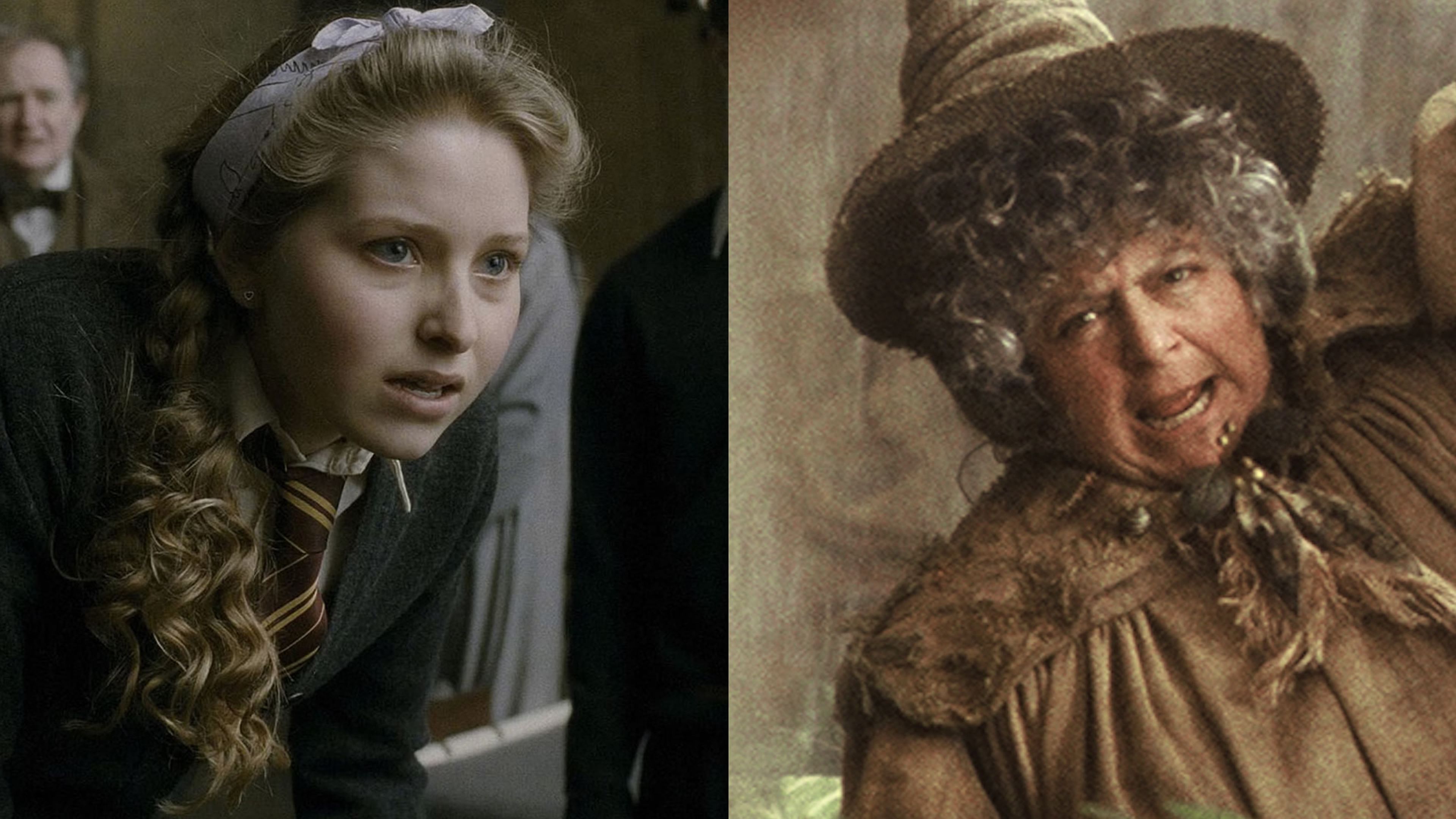 Harry Potter - LAvender Brown (Jessie Cave) y la profesora Sprout (Miriam Margolyes)