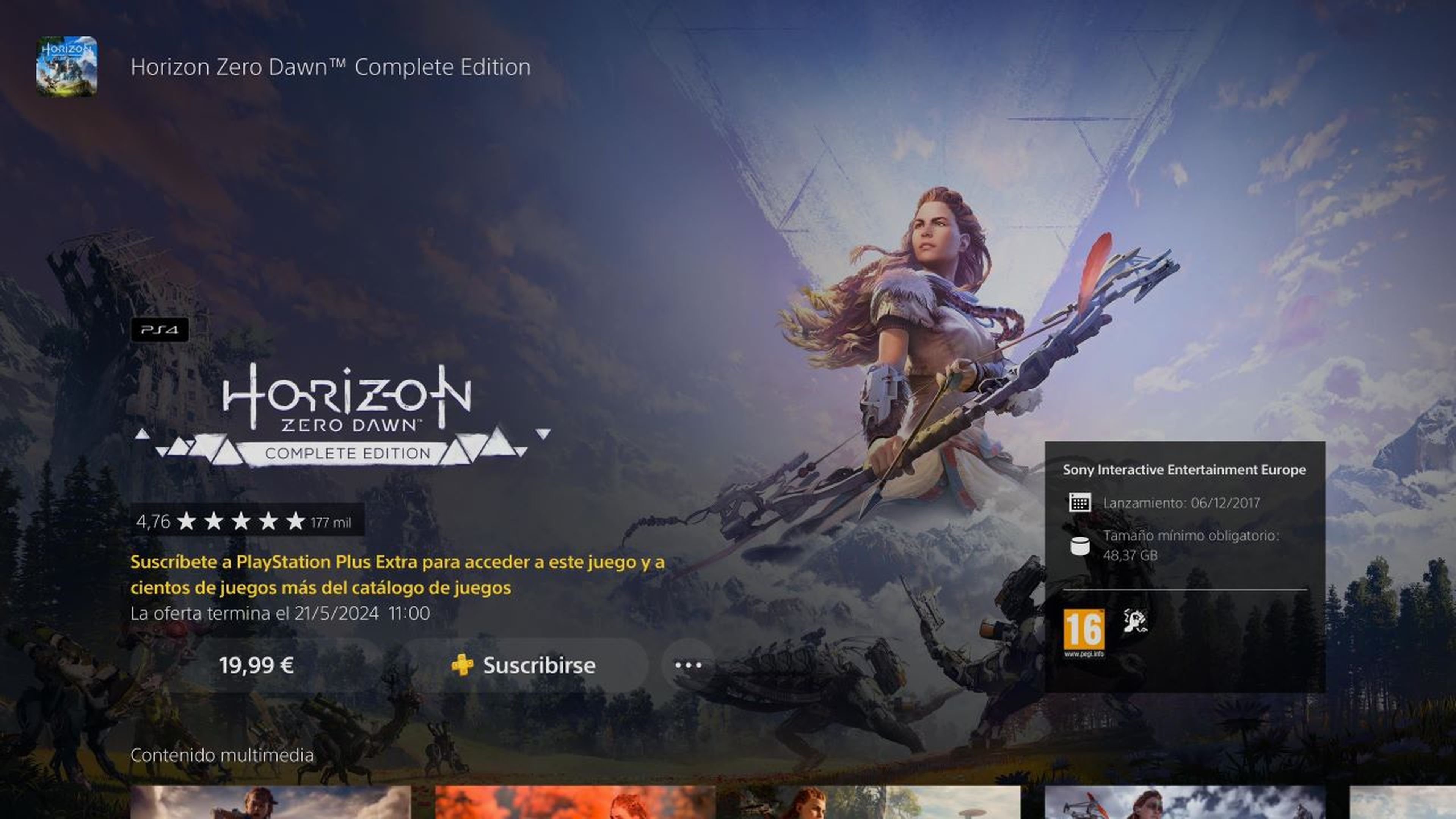 Horizon Zero Dawn dejará PS Plus el 21 de mayo