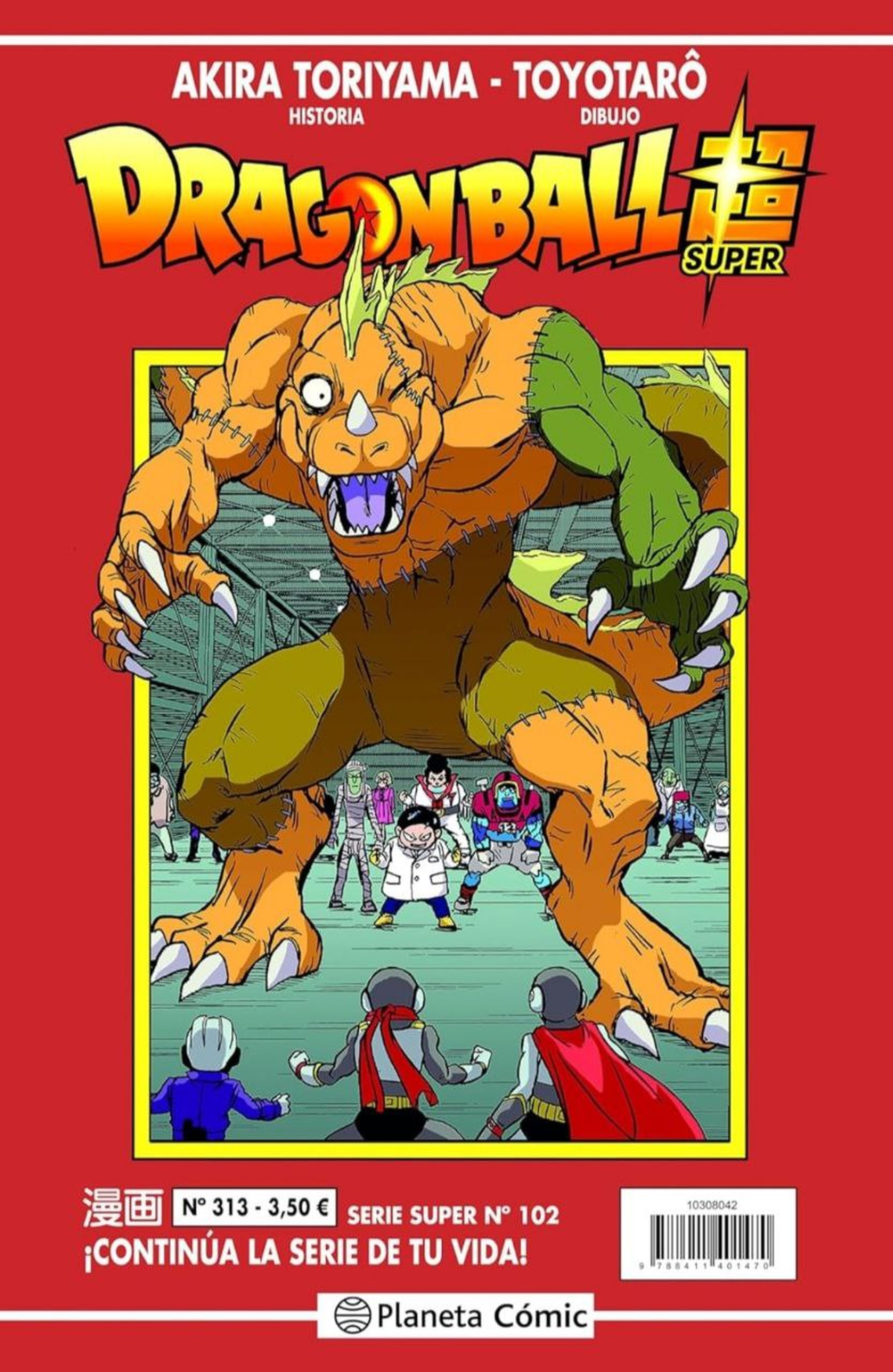 Portada y fecha de lanzamiento del número 102 de la Serie Roja de Dragon Ball Super con las bestias del Dr. Hedo como protagonistas