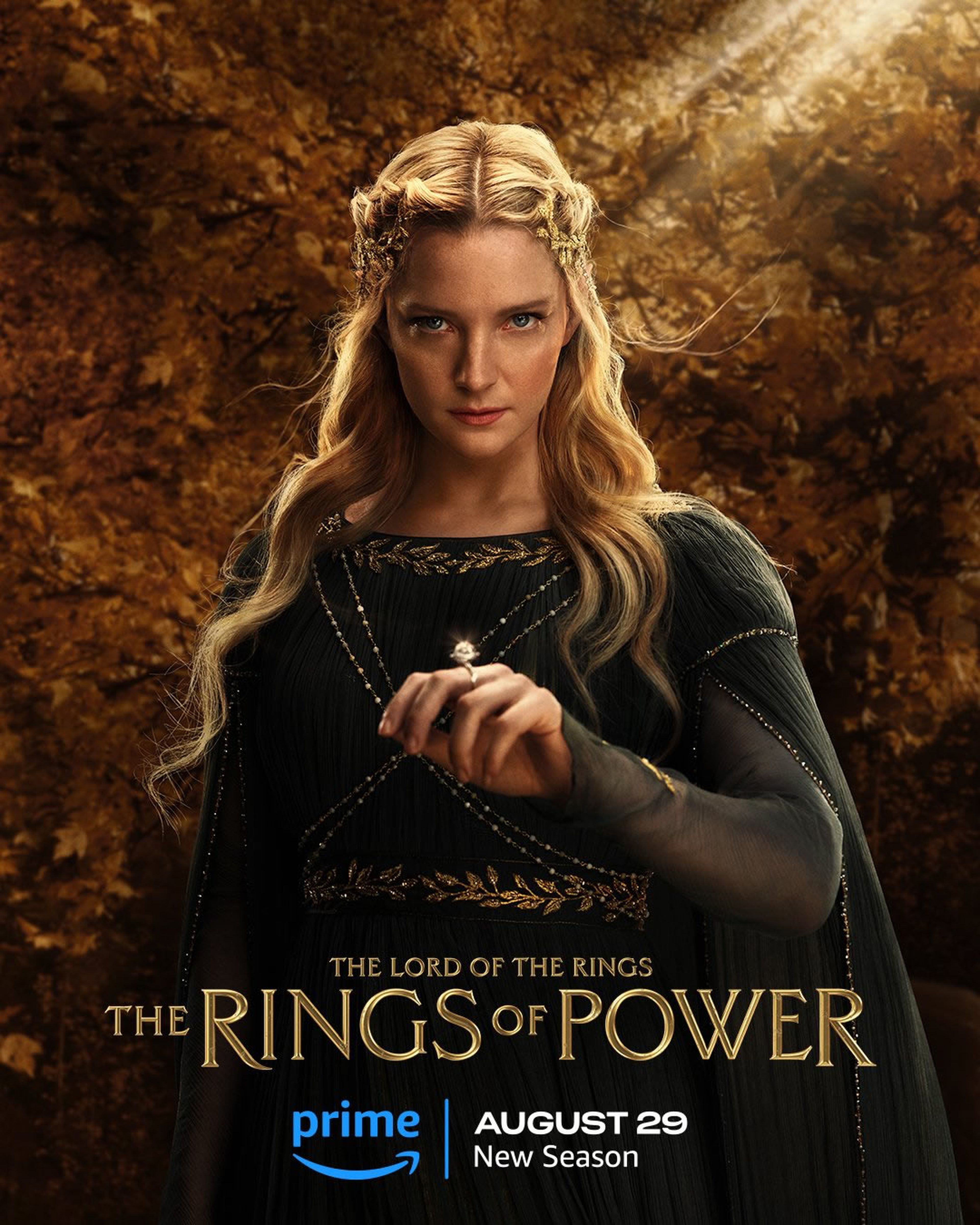 Los anillos de poder temporada 2 - Póster de Galadriel con el anillo Nenya