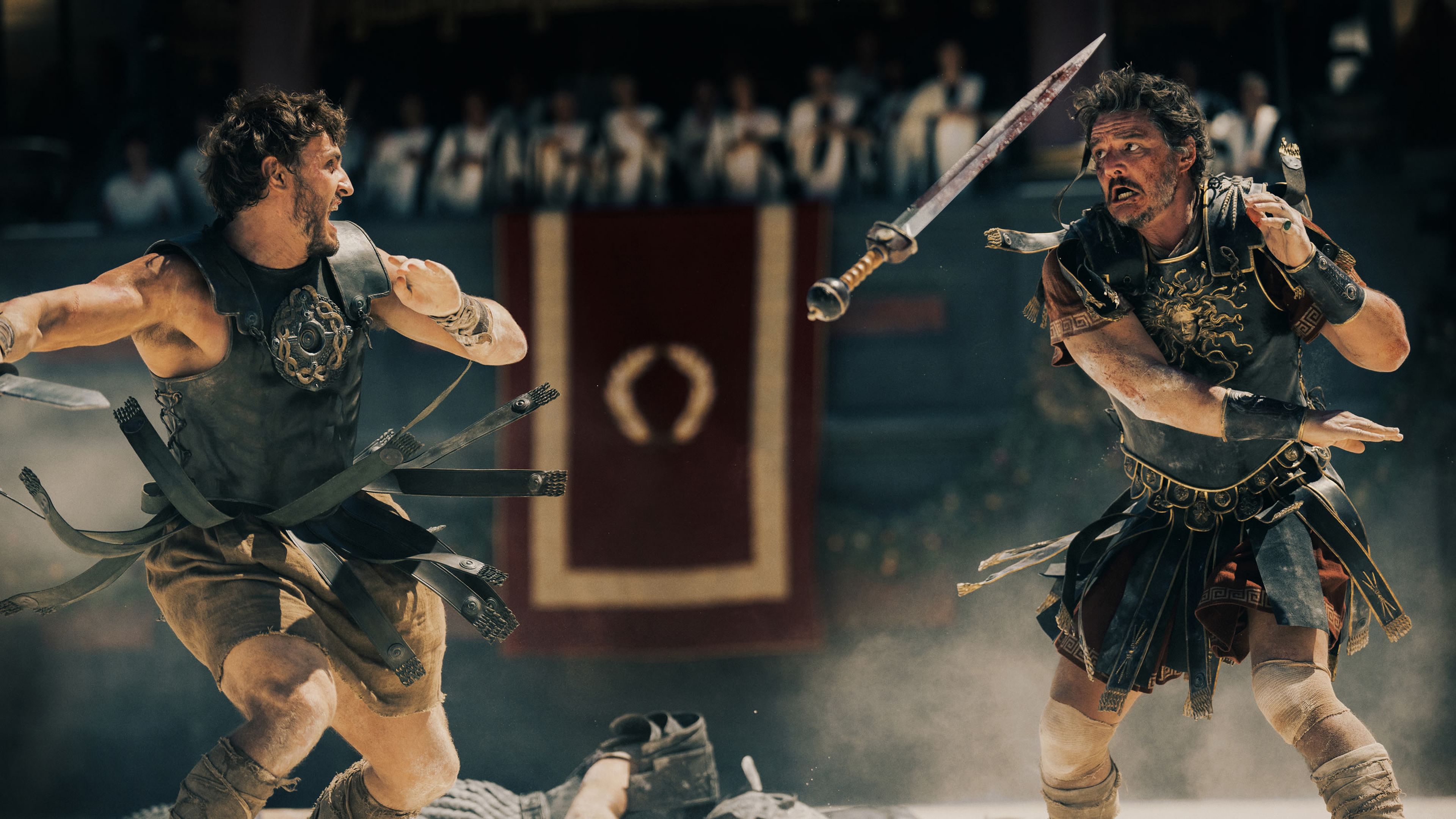 Gladiator II (2024) - Lucio Vero (Paul Mescal) y Marco Acacio (Pedro Pascal)