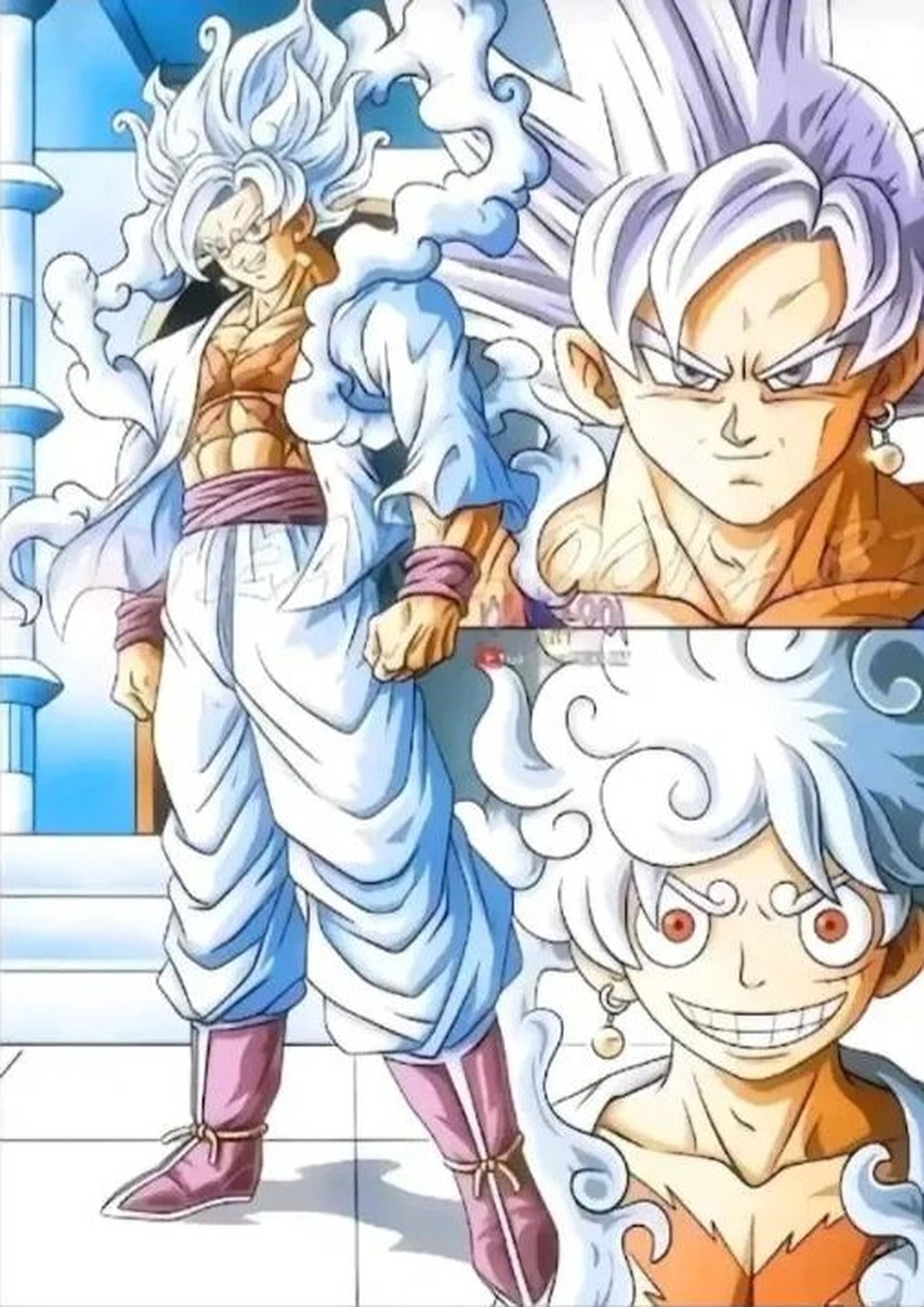 Goku Ultra Instinto y Luffy Gear 5 se fusionan para crear el ser más poderoso del anime en esta ilustración alucinante