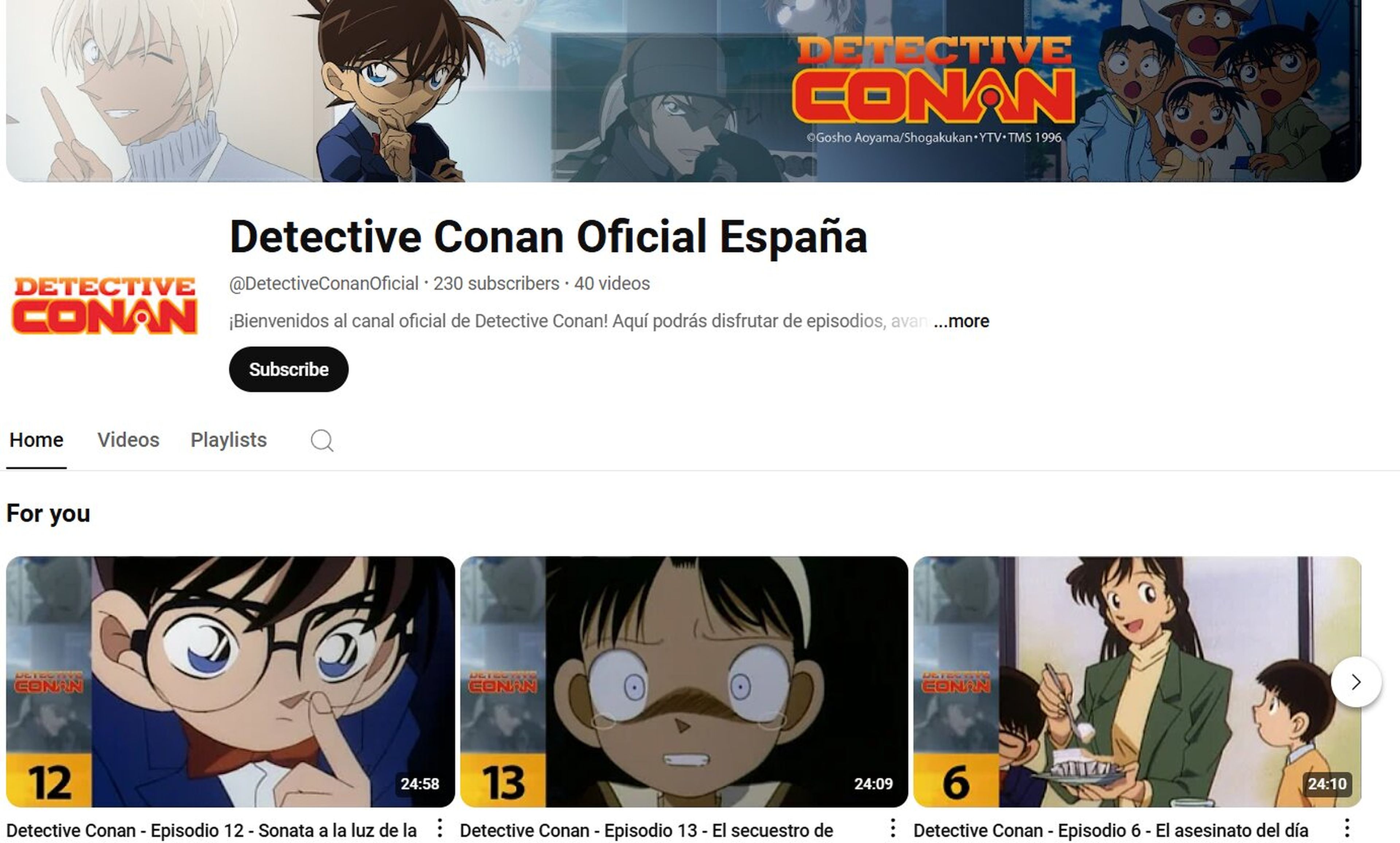 Nace el canal de YouTube oficial de Detective Conan en España, con todos los episodios en castellano y totalmente gratuitos 