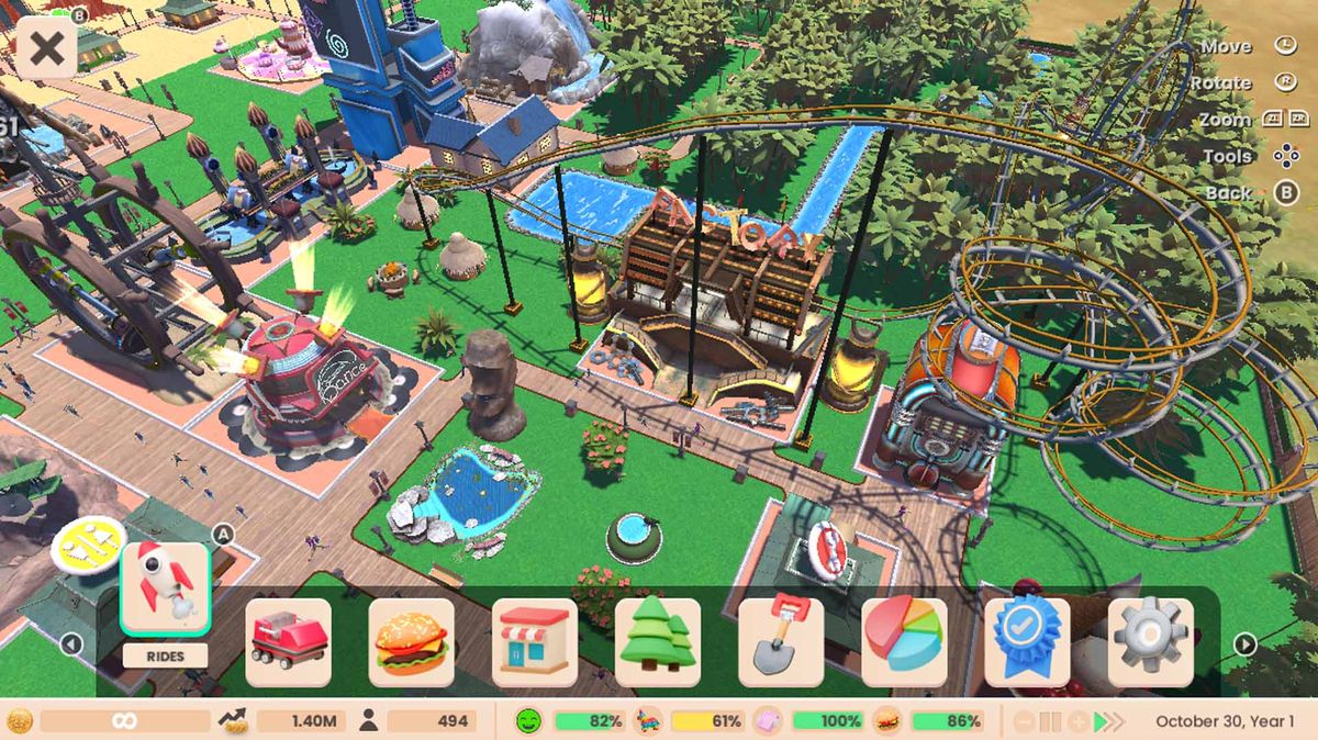 Es el juego Tycoon por excelencia y tiene infinitas horas: tu parque de atracciones por menos de 20 euros en Switch