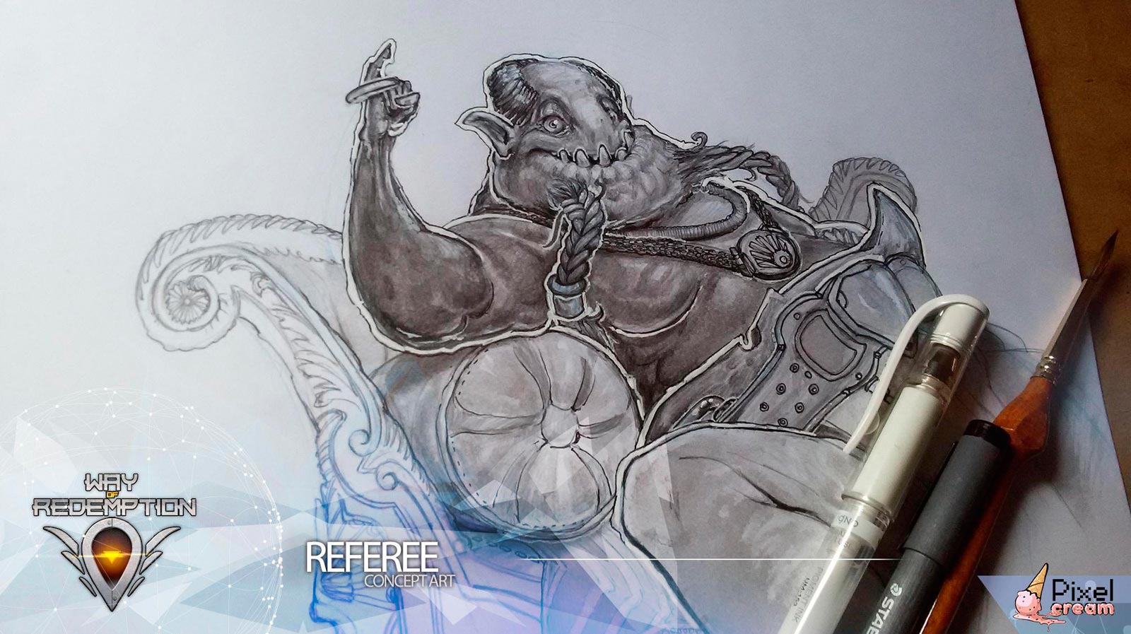 Concept-art del árbitro de Way of Redemption Concept-art del árbitro de Way of Redemption