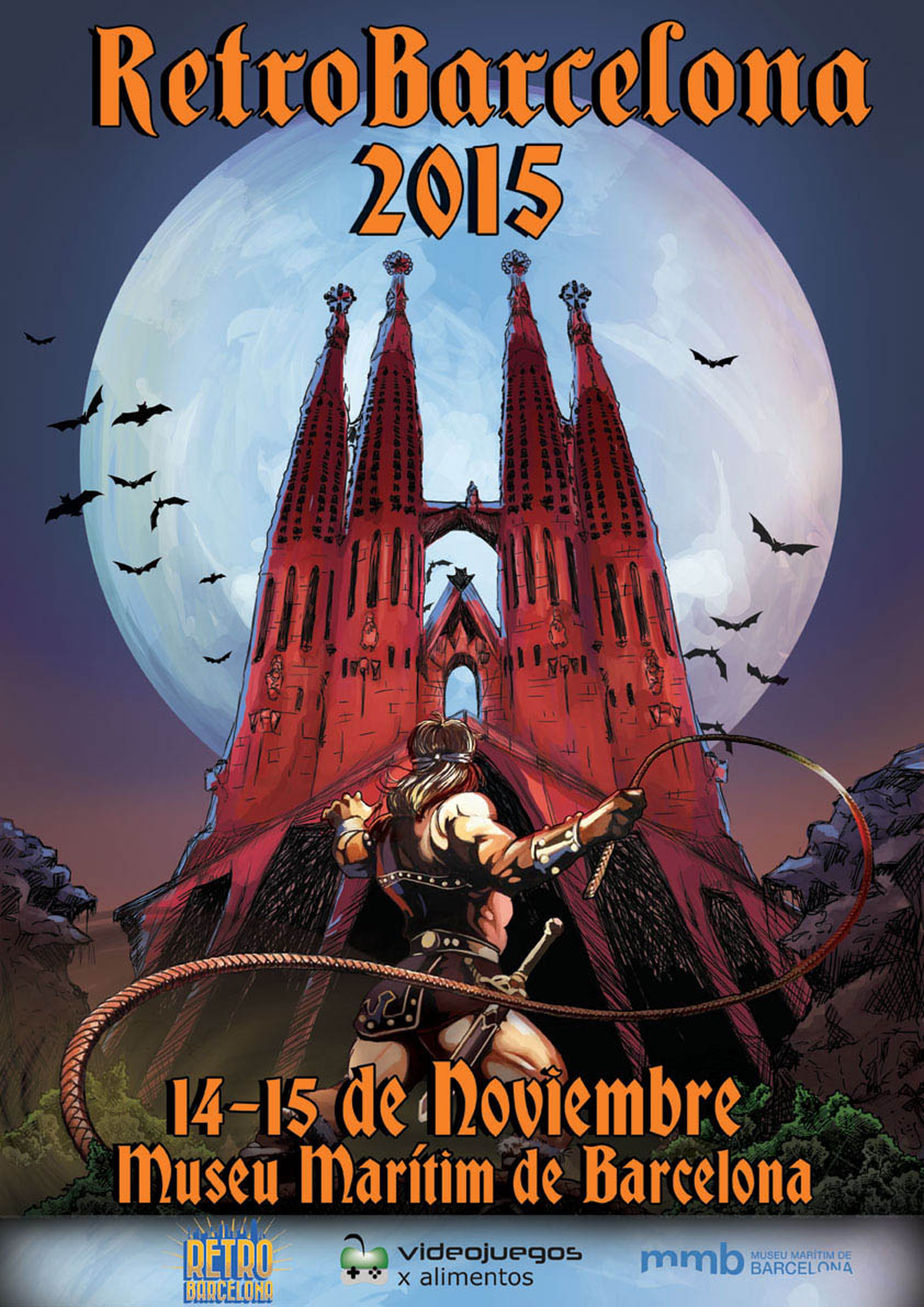El espectacular cartel de RetroBarcelona 2015 era todo un homenaje a Castlevania. Conociendo el furor de los nipones por Gaudí, este póster se agotaría en Japón en horas.