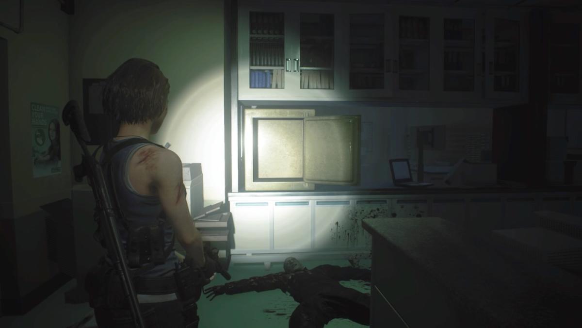 Резидент ивел 3 шкафчики. Больница в Resident Evil 3 Remake Карлос. Резидент эвил 3 ремейк сейф в больнице. Сейф в больнице Resident Evil 3.