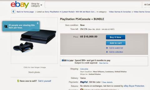 PS4 se revende en eBay por encima de su precio