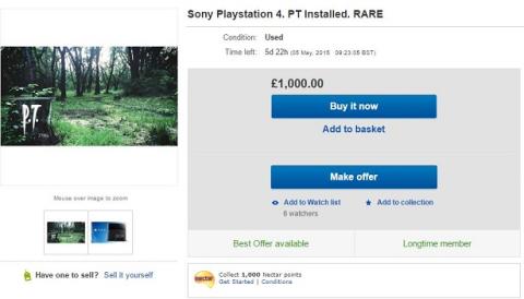 PS4 con la demo de P.T. instalada por 1.500 dólares en eBay