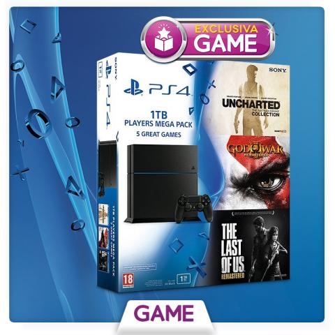 Mega pack de PS4 1TB con 5 juegos, disponible solo en GAME