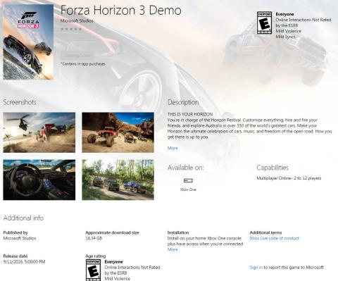 Forza Horizon 3 demo Forza Horizon 3 demo