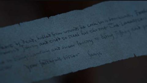 Carta que encuentra Arya en el 7x05 de Juego de Tronos Carta que encuentra Arya en el 7x05 de Juego de Tronos