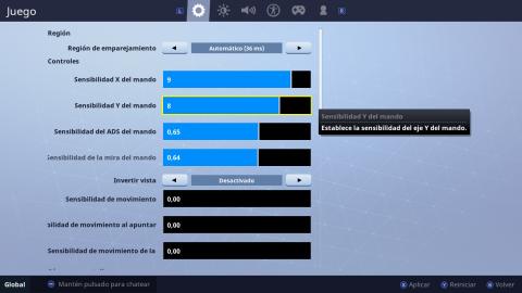 Configuración Fortnite Configuración Fortnite