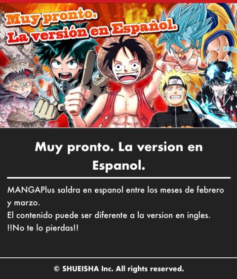 Muy pronto estará disponible Manga Plus en español Muy pronto estará disponible Manga Plus en español