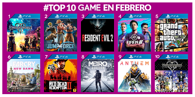 Más vendidos febrero GAME Más vendidos febrero GAME