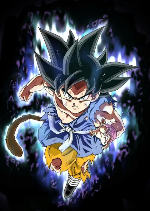 Ilustraciones fan de Goku niño dominando el Ultra Instinto