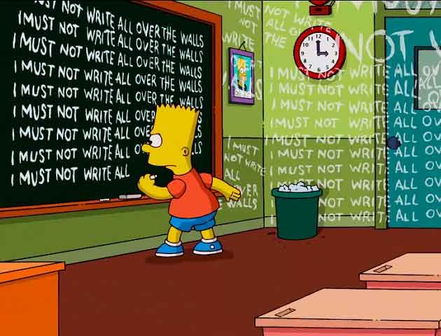 Los Simpson - Gag pizarra "I must not write all over the walls" Los Simpson - Gag pizarra "I must not write all over the walls"
